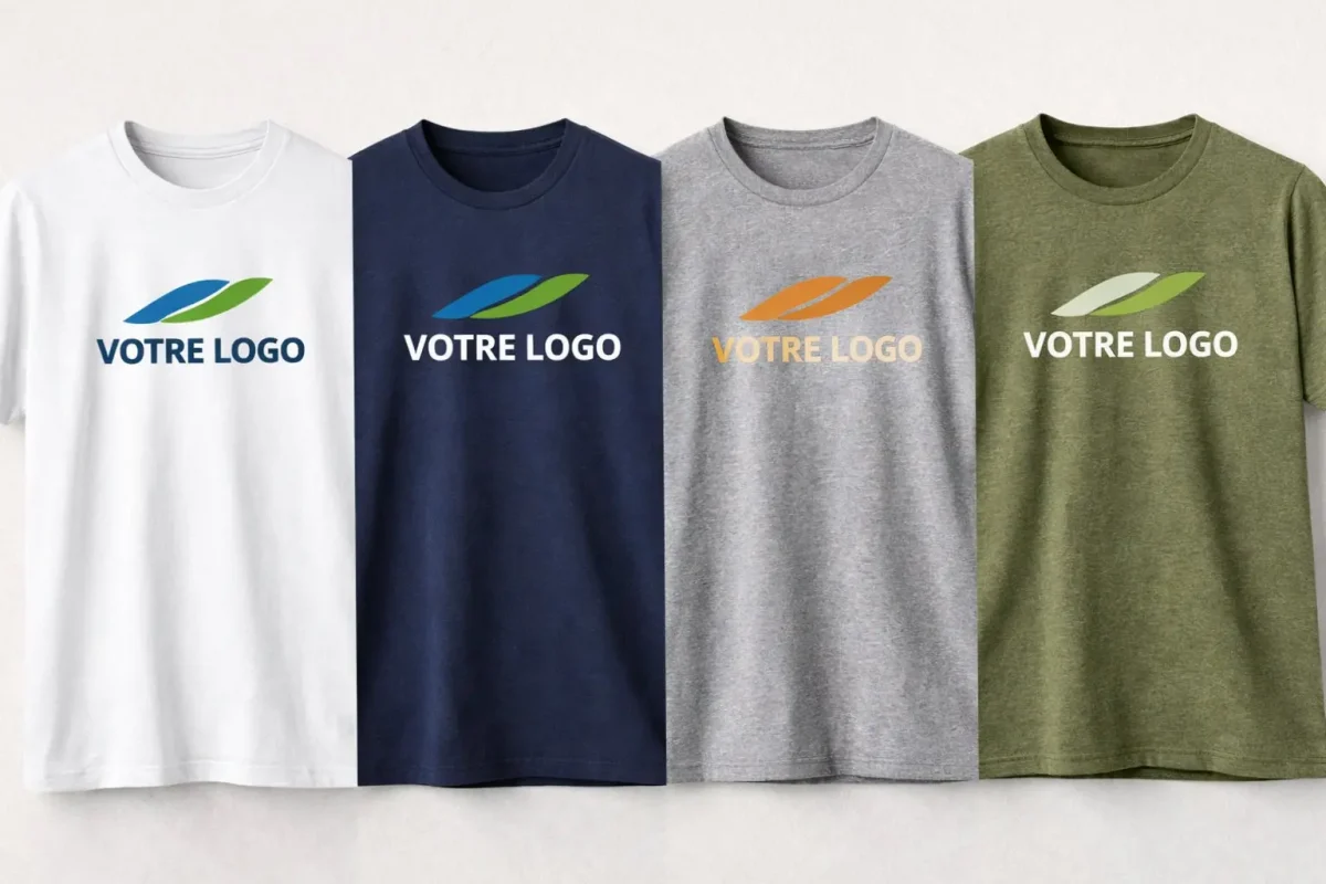 T-shirt publicitaire, couleurs, pour voir la cohérence avec l'image d'entreprise.