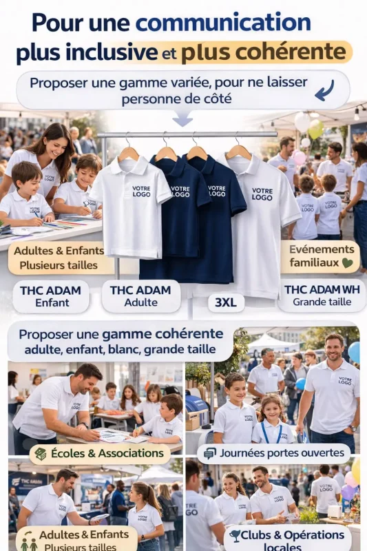 Les différents types de vêtements plus publicitaires pour une communication plus inclusive et plus cohérente.