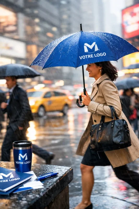 Un parapluie publicitaire personnalisé.